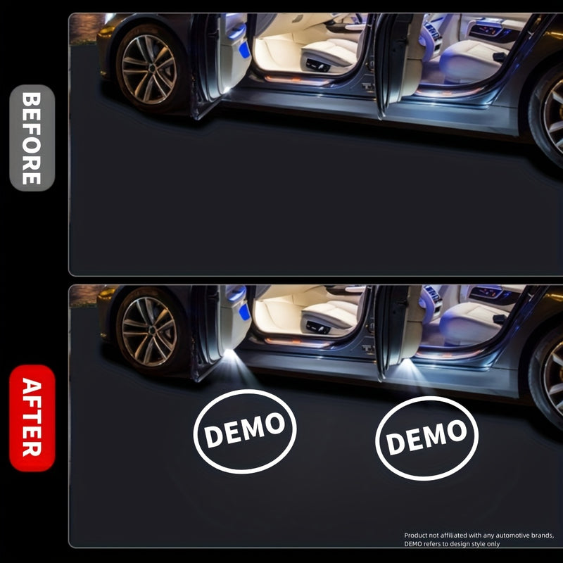 4 piezas de Luces de Bienvenida para Puertas de Coche con Proyección de Logotipo al Estilo OEM, Proyector de Logotipo Inspirado en Equipo Original, Proyección de Logotipo HD, Fácil Instalación - Compatibilidad Universal para Vehículos