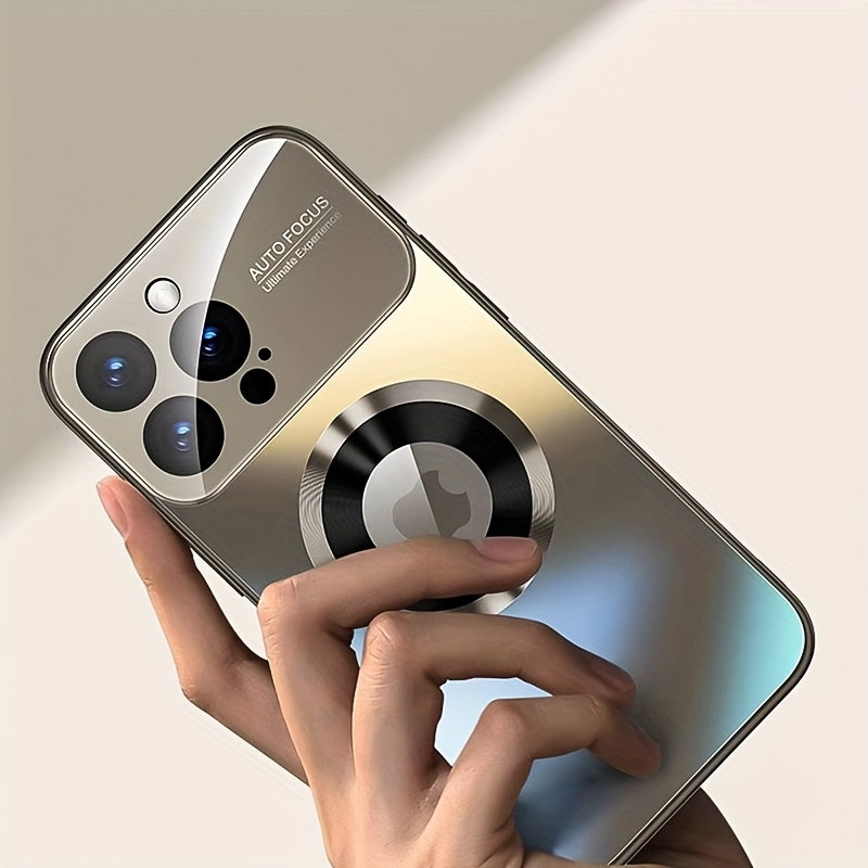 Nueva funda de carga inalámbrica magnética mate de titanio de desierto de lujo, compatible con for iphone 16, 15, 14, 13, 12, 11 Pro Max, 16Pro, con ventana de cámara de acrílico y protector de lente de vidrio, protector de impacto suave de TPU y cubiert