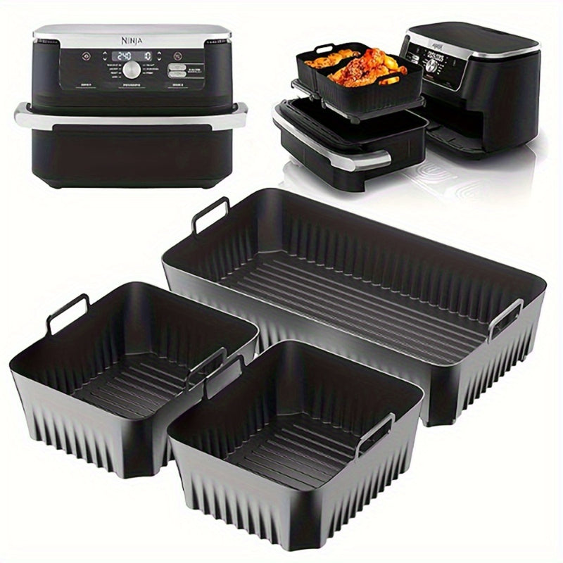 3 piezas de fundas de silicona antiadherentes para freidor de aire, compatibles con AF500UK, fáciles de limpiar, reutilizables, seguras para alimentos, accesorio de cocina.