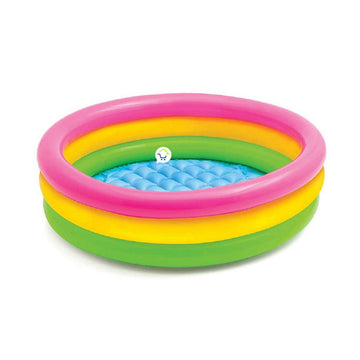 Piscina Inflable Redonda 3 Aros + Base Acolchada Infantil NP