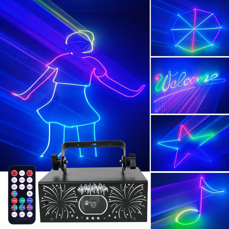 Luz de Animación de Haz RGB de 500mW con Control Remoto - Proyector Profesional para Fiestas de DJ y Escenario, Activado por Sonido, Ideal para Karaoke, Discotecas, Bodas, Halloween, Navidad y Decoraciones del Black Friday