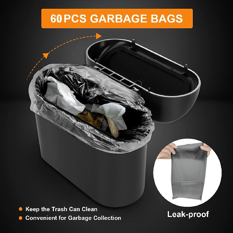 Cubo de Basura para Automóvil Mini con Tapa Impermeable y 2 Bolsas de Basura - Organiza y Almacena Objetos en Tu Vehículo