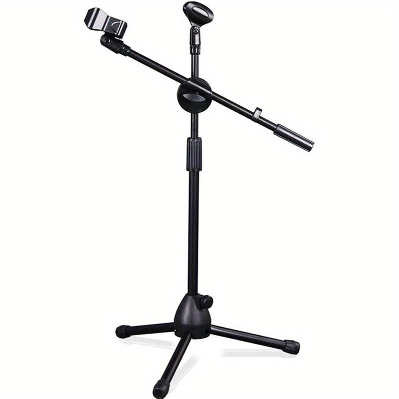 Soporte de Micrófono Ajustable para Erhu, Guitarra y Sonido en Vivo - Base Trípode Metálica Resistente con Diseño Plegable, Patas de Goma & Brazo Telescópico (45-75cm, ), Equipo de Grabación de Estudio, Construcción Robusta, Profesionalismo Musical