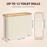 Portarrollos de bambú estilo bohemio con canasta de almacenamiento, multifuncional y plegable, ideal para baños y dormitorios, también sirve como canasta de ropa o soporte para pañuelos