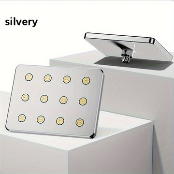 Cabezal De Ducha De Alta Presión Para Baño De 1 Pieza, Cabezal De Ducha Cuadrado Plateado/negro, Rociador De Ducha Fijo Diario Para Baño, Accesorios De Baño, Cabezal De Ducha