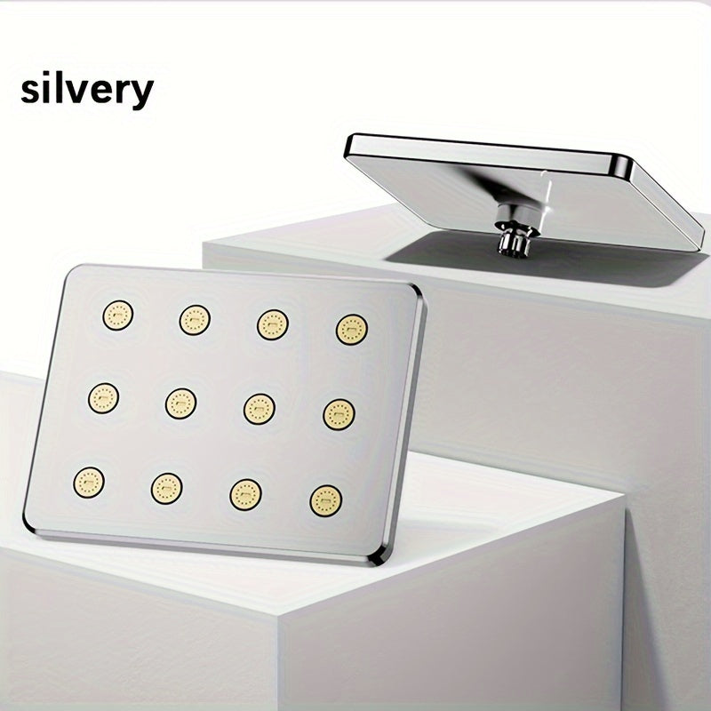 Cabezal De Ducha De Alta Presión Para Baño De 1 Pieza, Cabezal De Ducha Cuadrado Plateado/negro, Rociador De Ducha Fijo Diario Para Baño, Accesorios De Baño, Cabezal De Ducha