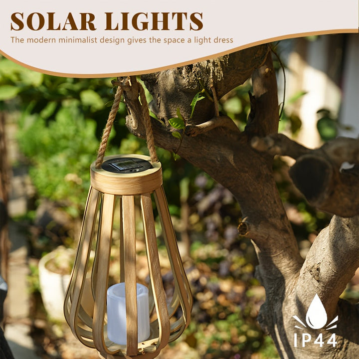 Jarrón Colgante de Madera con Energía Solar de 44 cm, Dos Tamaños Disponibles, Ideal para Iluminación en Exteriores, Parques y Terrazas, Decoraciones para Halloween y Navidad, IP44