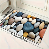 Alfombra Antideslizante con Patrón de Guijarros Coloridos - Versátil para Cocina, Baño y Uso Exterior, Alfombra de Suelo de Poliéster Lavable a Máquina
