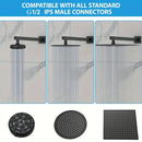 Negro Mate 40.64cm Mango de Ducha de Acero Inoxidable con Flange Azul - Montado en la Pared, Experiencia de Ducha de Lluvia de Ahorro de Espacio, Diseño Recto a Cuadrado para Baños Modernos, Accesorios de Baño | Acabado Negro Brillante | Construcción Dur