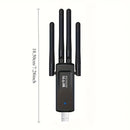 Repetidor inalámbrico USB WiFi de 300 Mbps con 4 antenas - Extensor de rango largo, fácil de usar, soporte para 4K y juegos, adaptador de red para hogar para PC, portátil, Smart TV, router, extensor de red inalámbrica, diseño elegante, construcción durad