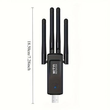 Repetidor inalámbrico USB WiFi de 300 Mbps con 4 antenas - Extensor de rango largo, fácil de usar, soporte para 4K y juegos, adaptador de red para hogar para PC, portátil, Smart TV, router, extensor de red inalámbrica, diseño elegante, construcción durad