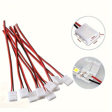 Paquete de 5/10, Tira LED sin Soldadura con Conectores Snap-On y Clips de 8mm