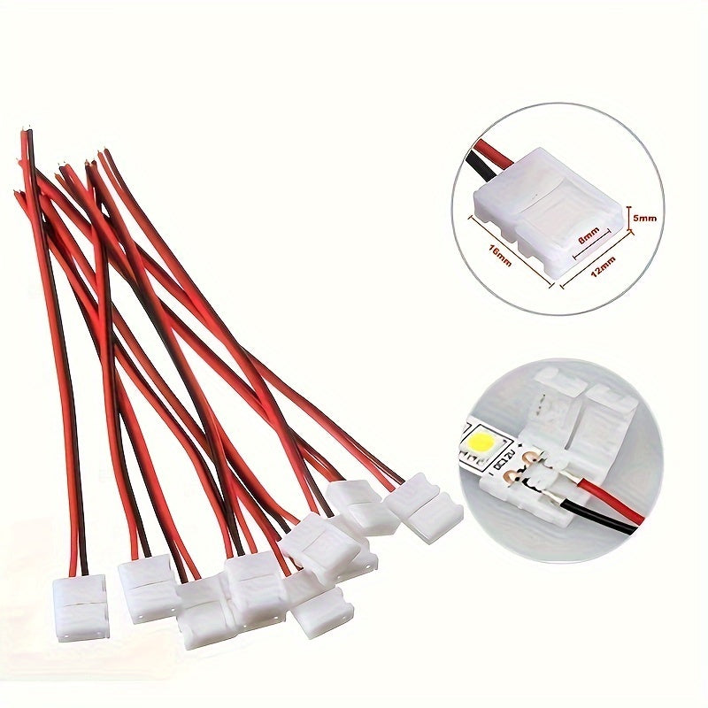 Paquete de 5/10, Tira LED sin Soldadura con Conectores Snap-On y Clips de 8mm