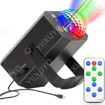 Luces de Fiesta DJ Disco Ball con Proyección Gobo y Control de Sonido, Cable USB de 3.02 Metros, Luces RGB Estroboscópicas para Fiestas, Promociones, Cumpleaños, Navidad, Bodas y Clubes