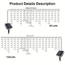 1-Pack Luces LED de Caramelo Solar - 29.5ft/7m, 162 LEDs con 8 Modos, Perfectas para Navidad, Halloween y Decoración de Bodas - Ideal para Balcón, Carpa, Jardín, Villa y Exteriores - Cortina Luminosa Solar de 18.03ft/5.5m con 96 LEDs