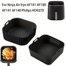 2 unidades de forros de silicona para freidora de aire de 22,35 cm para freidoras de aire de 5,5 a 7 QT, resistentes al calor y fáciles de limpiar, sartenes de silicona para freidora de aire Ninja AF181, AF180, AF141, AF140, Philips HD9270, adecuados par