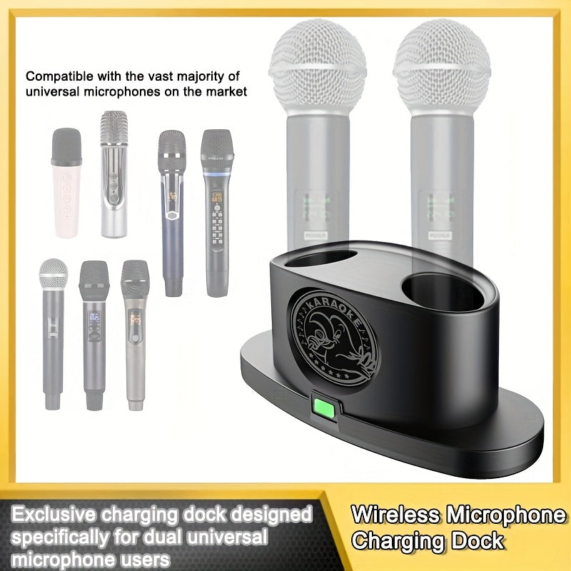Base de carga universal inalámbrica para micrófono - Altura ajustable, compatible con micrófono dual, alimentado por USB-C, diseño compacto para carga de micrófono sin manos, cargador de micrófono, grabación sin manos, accesorio elegante, construcción du