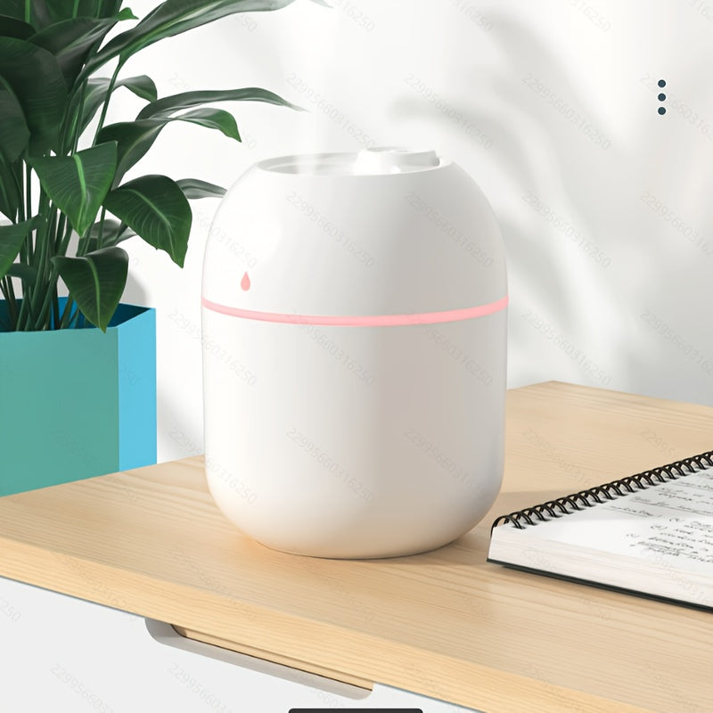 Humidificador ultrasonico portátil mini - Diseño lindo de gotas de agua, neblina nano para escritorio de oficina y hogar, alimentado por USB, blanco con acento rosa, funcionamiento silencioso, amigable para viajes, humidificador de plantas
