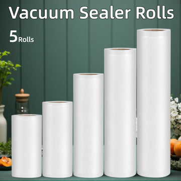 Paquete de 5 Bolsas para Sellador al Vacío, Tecnología Avanzada Antipunción, PE+PA Engrosado, Diseño Texturizado, Compatibles con Todas las Máquinas de Vacío, Conservación Larga Durante la Frescura, Ideal para Carne, Verduras y Sous Vide, Libre de BPA, U