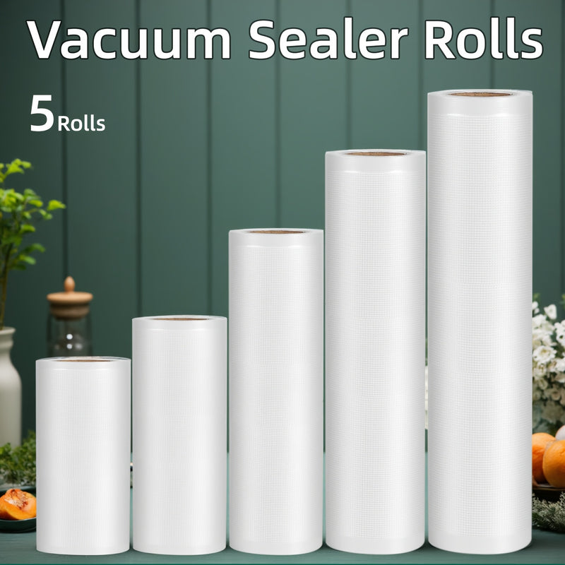 Paquete de 5 Bolsas para Sellador al Vacío, Tecnología Avanzada Antipunción, PE+PA Engrosado, Diseño Texturizado, Compatibles con Todas las Máquinas de Vacío, Conservación Larga Durante la Frescura, Ideal para Carne, Verduras y Sous Vide, Libre de BPA, U
