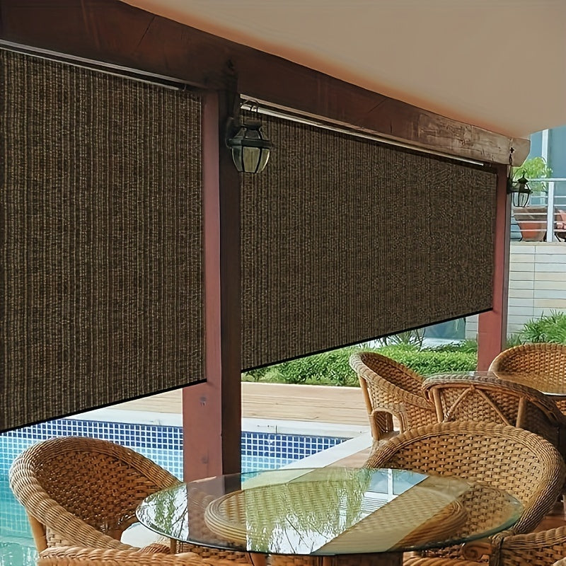 Malla de privacidad para balcón y jardín, cerca decorativa estilo mimbre, malla de protección resistente a los rayos UV, marrón café, para patio al aire libre, pasarela y sombra de jardín.