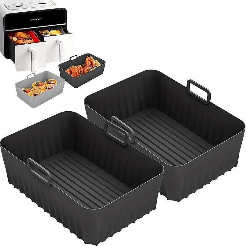 Revestimientos de Silicona para Freidora de Aire Ninja Dual Dz401 Dualzone, Revestimientos de Silicona Reutilizables para Freidora de Aire, Accesorios para Cesta de Freidora de Aire Antiadherentes, Bandeja de Repuesto para Hornear