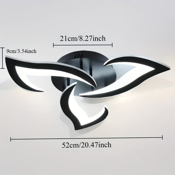 Lámpara de techo LED moderna, 1 unidad, diseño floral en blanco y negro, 3000-6000K, semiempotrada para sala, comedor, pasillo o cocina, conexión directa, 110-240V, sin baterías, fácil instalación, iluminación contemporánea | Superficie metálica, plafón