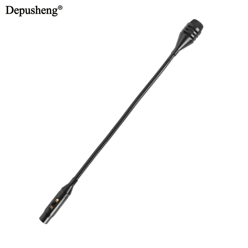 Microfono Dinámico Profesional con Cable XLR de 16 Pulgadas DEPUSHENG - Metal Negro, Rotación de 360° y Ángulo Ajustable, Reducción de Ruido, Flexible para Mezcladores de Audio, Canto, Podcasting y Transmisión en Vivo