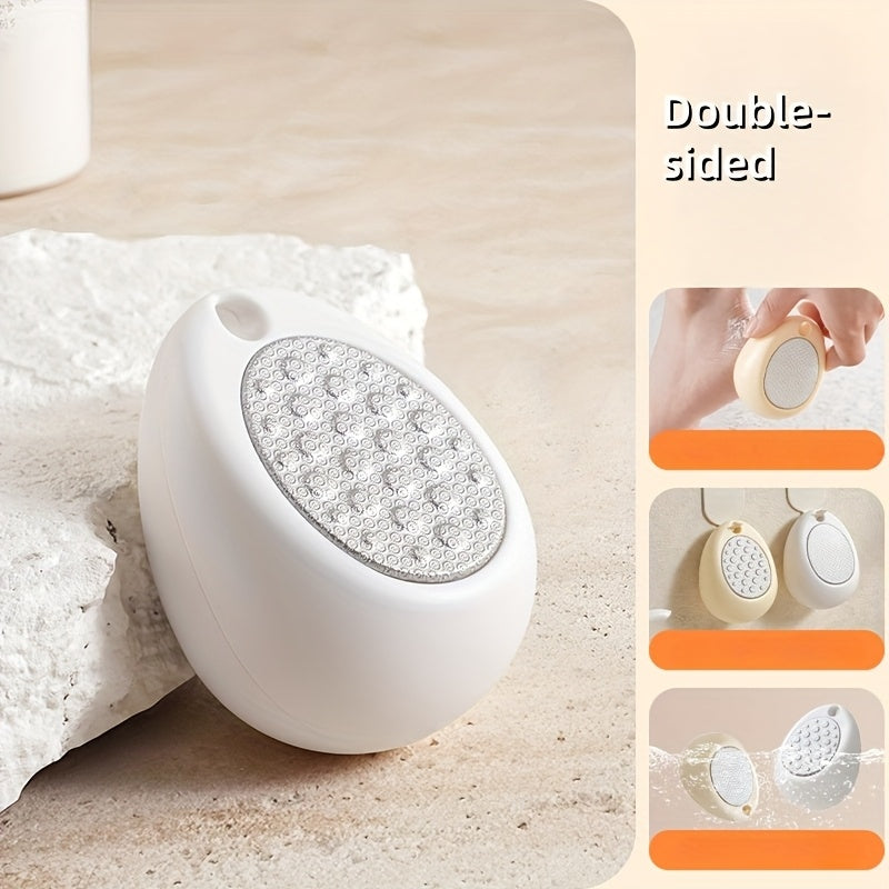 Limpia de acero inoxidable de doble cara y herramienta de cuidado de luz muerta beige - Mango ergonómico antideslizante, exfoliador portátil de pies y manos con cabezas intercambiables para áreas duras, manchas, - Cuidado de pedicura y manicura sin bater