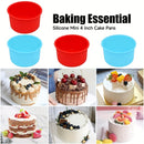 1/4 Set 10.16 cm Moldes de pastelería, Mini sin pegamento de silicona, para hornear, freidora de aire, con pastel, crepe y tarta de huevo