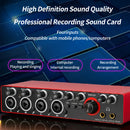 Conector de Audio de 4 Canales BOMGE para Grabación - 24bits/192kHz, USB y XLR, Mezclador de PC para Guitarra con 4 Conectores de Micrófono, Consola de Sonido Estudio para Cantantes, Rojo, Compatible con Portátiles