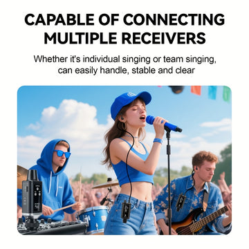 Sistema de monitoreo inalámbrico LMBGM con auriculares recargables por USB, rango de recepción de 3,0 metros, respuesta de frecuencia de 3,0 Hz a 20 kHz, diseño compacto para escenario, estudio, iglesia, karaoke y uso de actuación, auriculares inalámbric