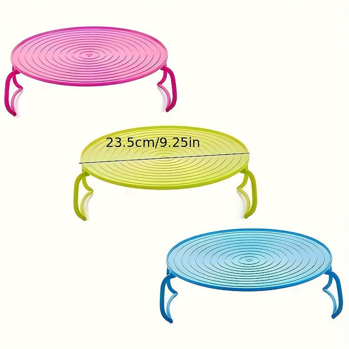 Plato de plástico para microondas 4 en 1 con rejilla de enfriamiento y tapas apilables - Diseño duradero y fácil de limpiar para un calentamiento uniforme, perfecto para pollo y más, artículos esenciales de cocina | Utensilios de cocina vibrantes | Plást