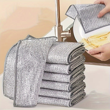 30/16/12/8 paños milagrosos para limpieza - Antiadherentes para grasa, esponjas de malla de secado rápido para ollas y estufas, limpiador multiusos para cocina, material PET gris, solo lavado a mano