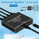 Divisor de Ethernet Gigabit de alta velocidad 1 a 4, 1000 Mbps, alimentado por USB, distribuidor de cable de red, extensión LAN RJ45 para cables Cat8/7/6/5e/5, control fácil con botón, plug and play