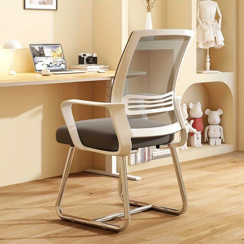 Silla de oficina ergonómica con reposabrazos, estructura metálica, no requiere electricidad, mantenimiento de limpieza localizada, material de acero, ensamblada, aplicable a múltiples escenas, diseño en forma de arco para mayor comodidad.