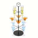Elegante soporte de árbol de cóctel de 3 niveles con 12 soportes - Estante de exhibición de copas de champán con acabado negro para fiestas y eventos, construcción metálica, perfecto para organizar bebidas, soporte de árbol de cóctel