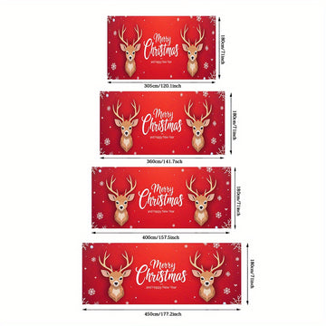2D Banner de Puerta, 1 Pieza, Banner de Puerta de Renos de Alce Navideño Festivo - Poliéster Duradero, Diseño de Copos de Nieve y Noche Estrellada, Perfecto para Decoraciones Navideñas, Bodas y Celebraciones al Aire Libre, Decoraciones Navideñas