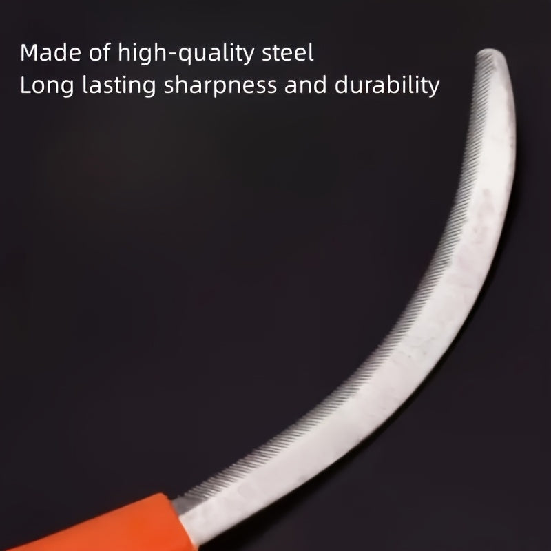 Un juego de dos tijeras de jardinería de acero de alta resistencia con cuchillas dentadas, con asas de plástico naranja y cuchillas de metal amarillo - Perfectas para el cuidado del césped al aire libre, la eliminación de malezas y el recorte.