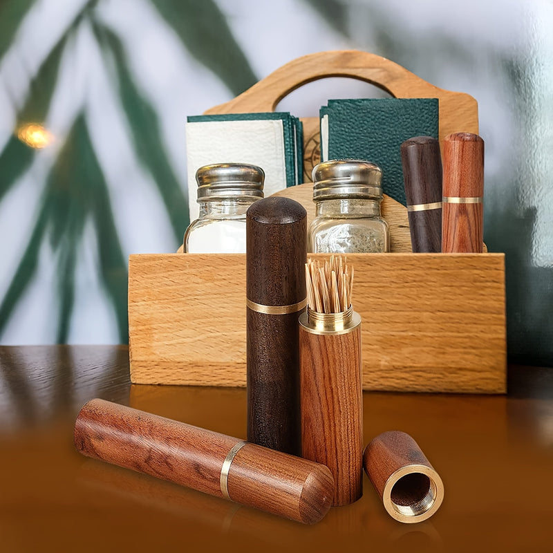 1 Pieza, Soporte Para Palillos De Dientes De Madera Hecho A Mano, Estuche De Almacenamiento Portátil Para Accesorios De Mesa De Cocina, No Necesita Fuente De Alimentación, Material De Madera