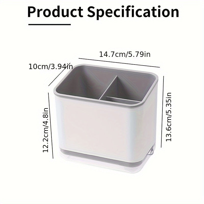 Organizador de Utensilios de Cocina Versátil con Bandeja de Goteo, Caja de Almacenamiento para Palillos y Cubiertos, Material PP Duradero, Accesorios de Cocina para el Hogar y Restaurante