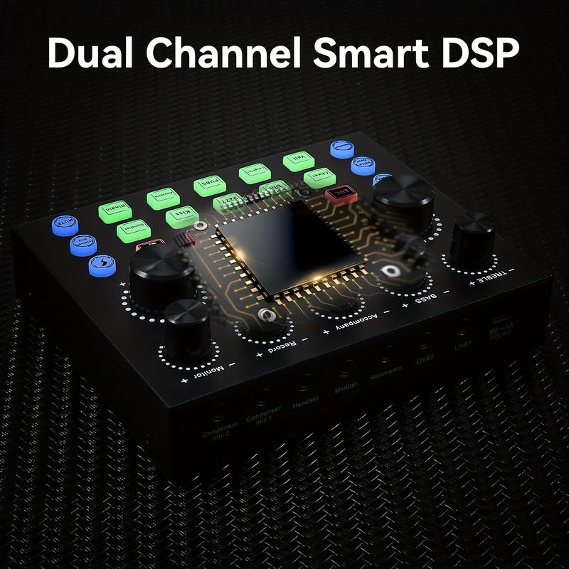 Interfaz de audio V8S Kit de podcast todo en uno con micrófono de condensador BM800 - Ideal para grabación, canto, transmisión en vivo y juegos - Carga USB, batería recargable, configuración de audio profesional, equipo de podcasting|Interfaz de audio pr