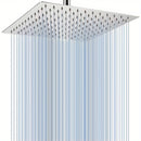 Cabezal de Ducha Cuadrado de Acero Inoxidable de Lujo - Alta Presión, Gran Flujo de Agua, Montaje en Pared, Acabado Pulido para Lavado Completo del Cuerpo