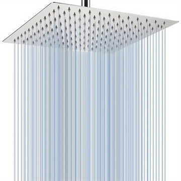 Cabezal de Ducha Cuadrado de Acero Inoxidable de Lujo - Alta Presión, Gran Flujo de Agua, Montaje en Pared, Acabado Pulido para Lavado Completo del Cuerpo