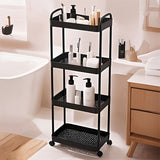 1pc Carrito de Almacenamiento Rodante MIAOCAI Negro/Beige - Organizador Multiusos de 3 Niveles con Ruedas para Movilidad Fácil - Perfecto para Artículos de Baño, Cocina, Sala de Estar - Almacena Libros, Cosméticos, Artículos de Aseo, Toallas, Estante de