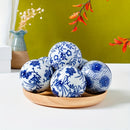 Juego de 6 Bolas de Porcelana Azul y Blanca - Rellenos Decorativos para Jarrones para el Hogar, Jardín, Bodas y Centros de Mesa Festivos