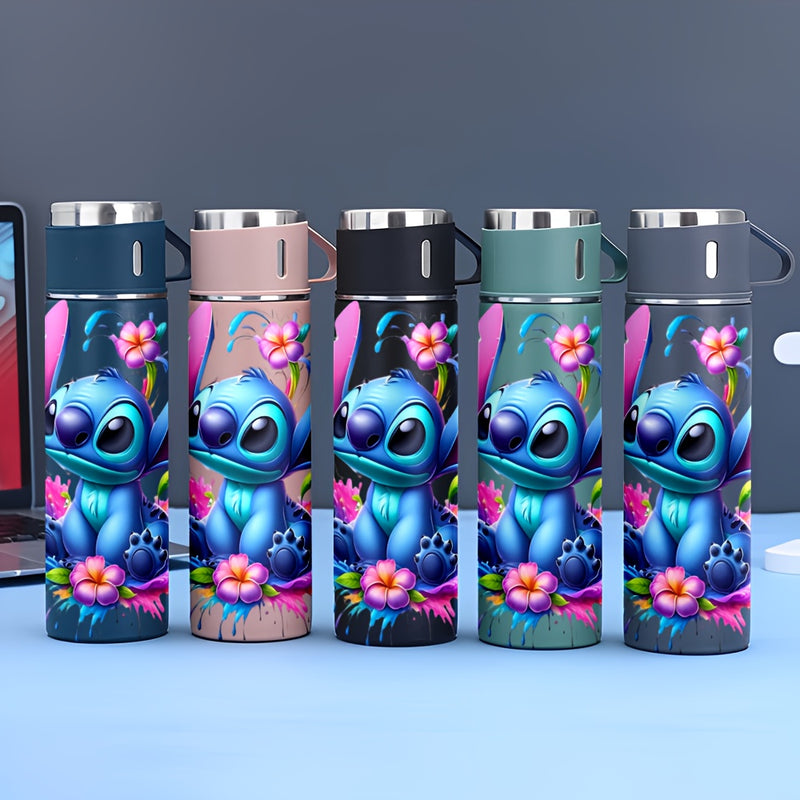 Taza Térmica de Acero Inoxidable Disney Stitch de 17oz, Aislada al Vacío, Reutilizable, Solo Lavado a Mano, Multiusos, con Vaso, para Adultos, Café, Bebida Caliente, Bebida Fría, Botella de Agua LHB03211