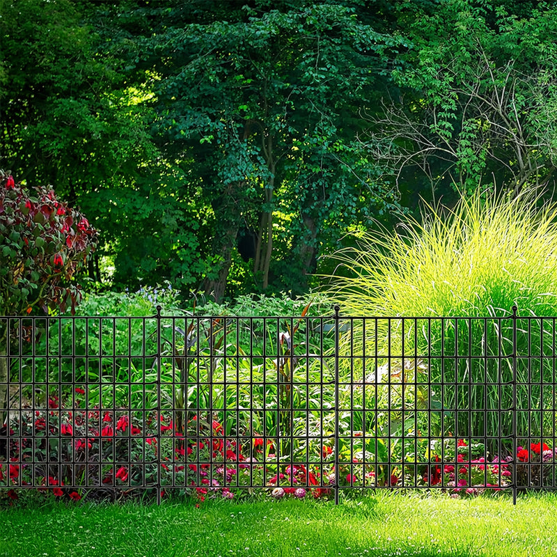 Conjunto de Cerca de Jardín Fácil de Instalar Sin Cavar - 5/10/15piezas, Paneles de Malla de Metal Alto para Decoración al Aire Libre, Barrera para Animáles y Bordéo de Jardín, Ideal para Navidad