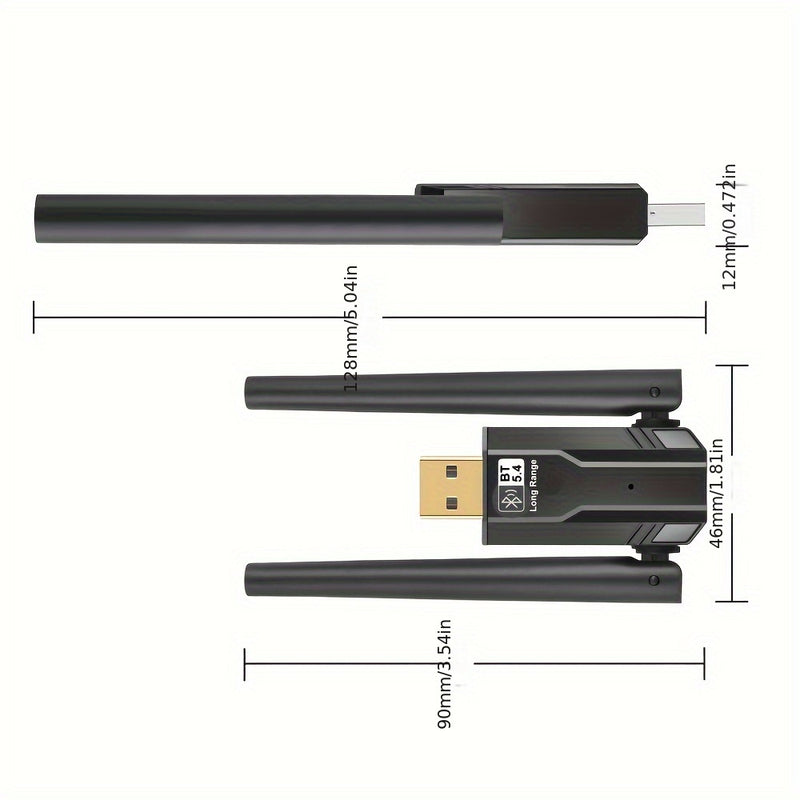 Adaptador inalámbrico 5.4, receptor y transmisor inalámbricos USB, nuevo adaptador inalámbrico dual 5.4 con antena, alcance de transmisión de 150 metros, compatible con versiones inalámbricas 5.3/5.1/5.0/4.0/3.0, para sistemas de sonido inalámbricos/auri