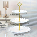 2 piezas de Expositores de Postres de Plástico de Estilo Europeo de 3 Niveles, Bandejas de Servicio de Pasteles y Repostería Seguras para Alimentos con Bordes Festoneados para Bodas, Cumpleaños, Fiestas de Té y Reuniones Festivas - Decoraciones Elegantes